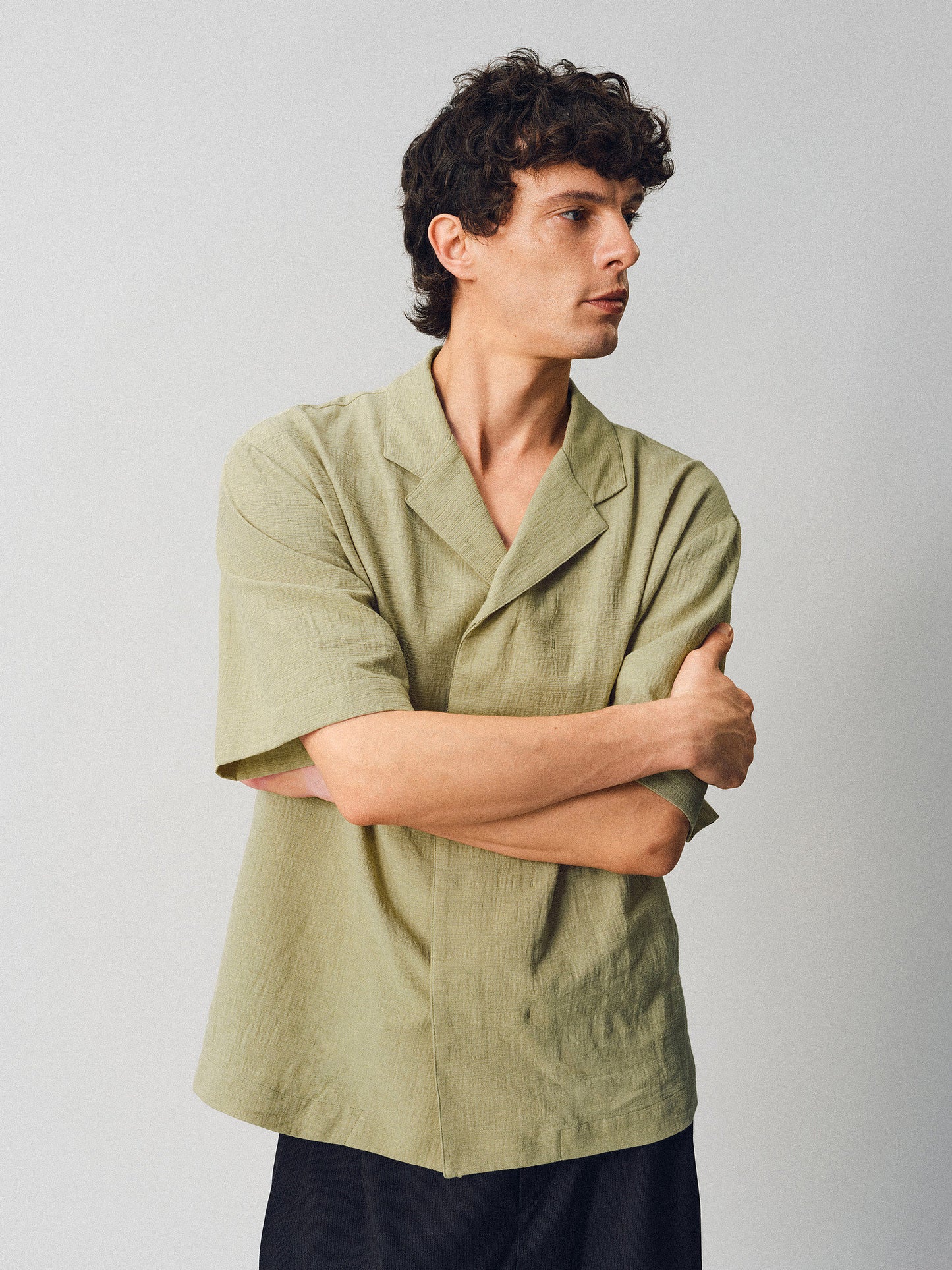 Textured Cuban-collar shirt