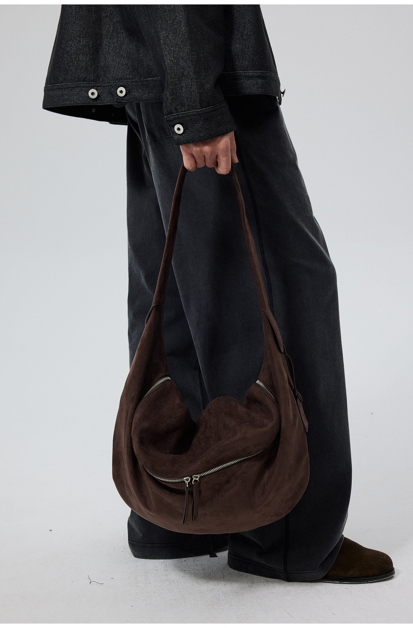 Faux Suede Shoulder Bag