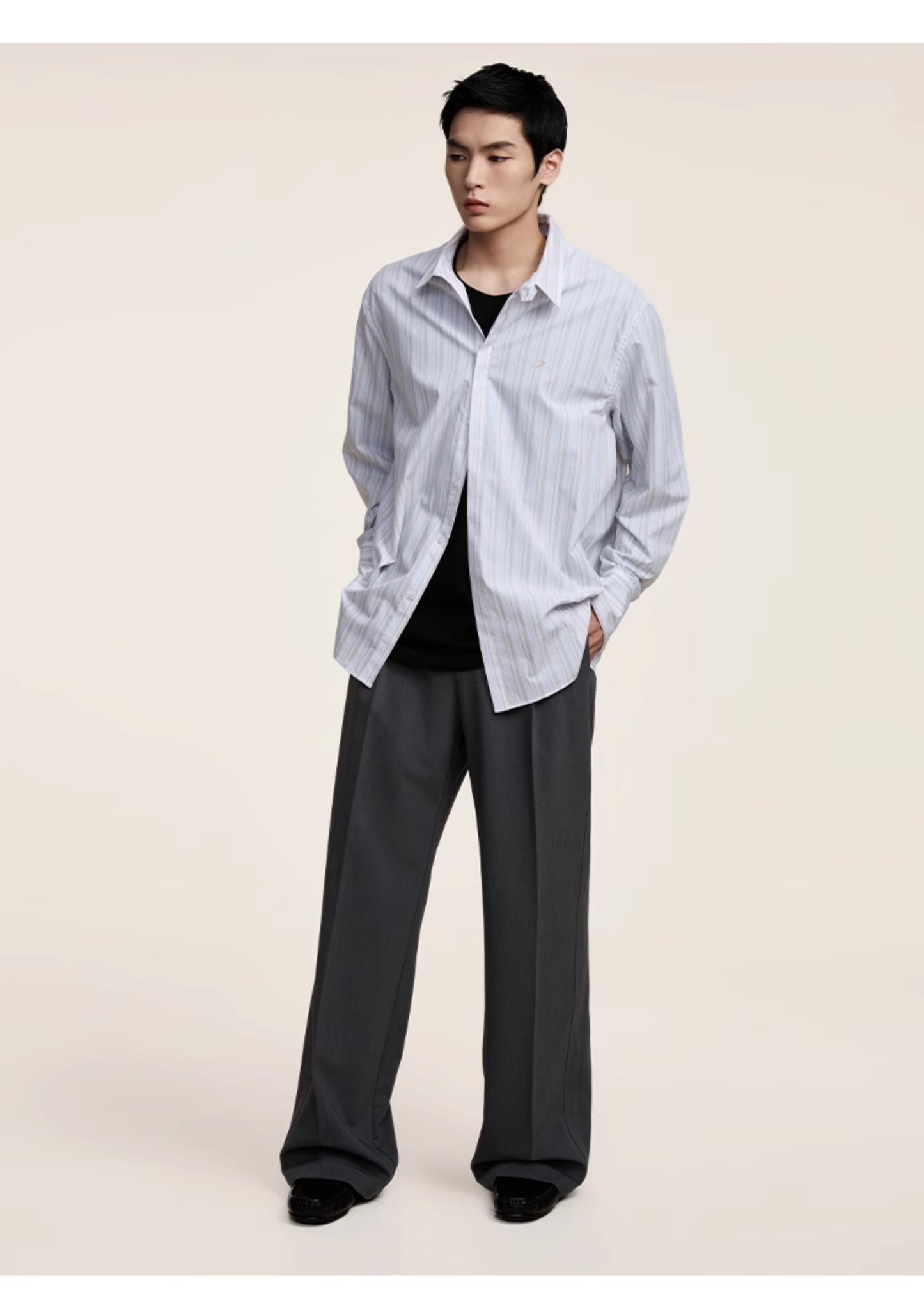 Semi-Elastic Waist Loose Straight Casual Pants