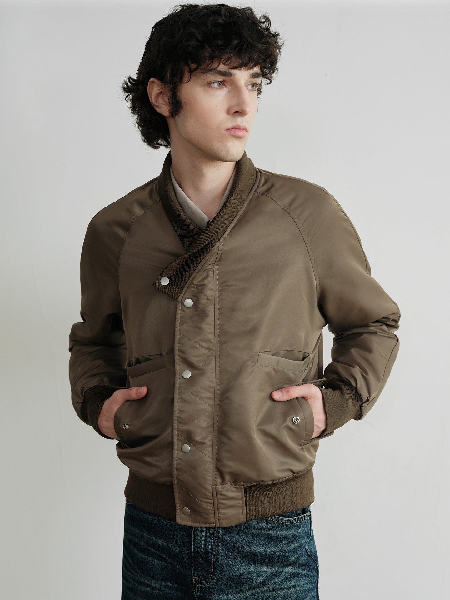 Half-lapel bomber jacket