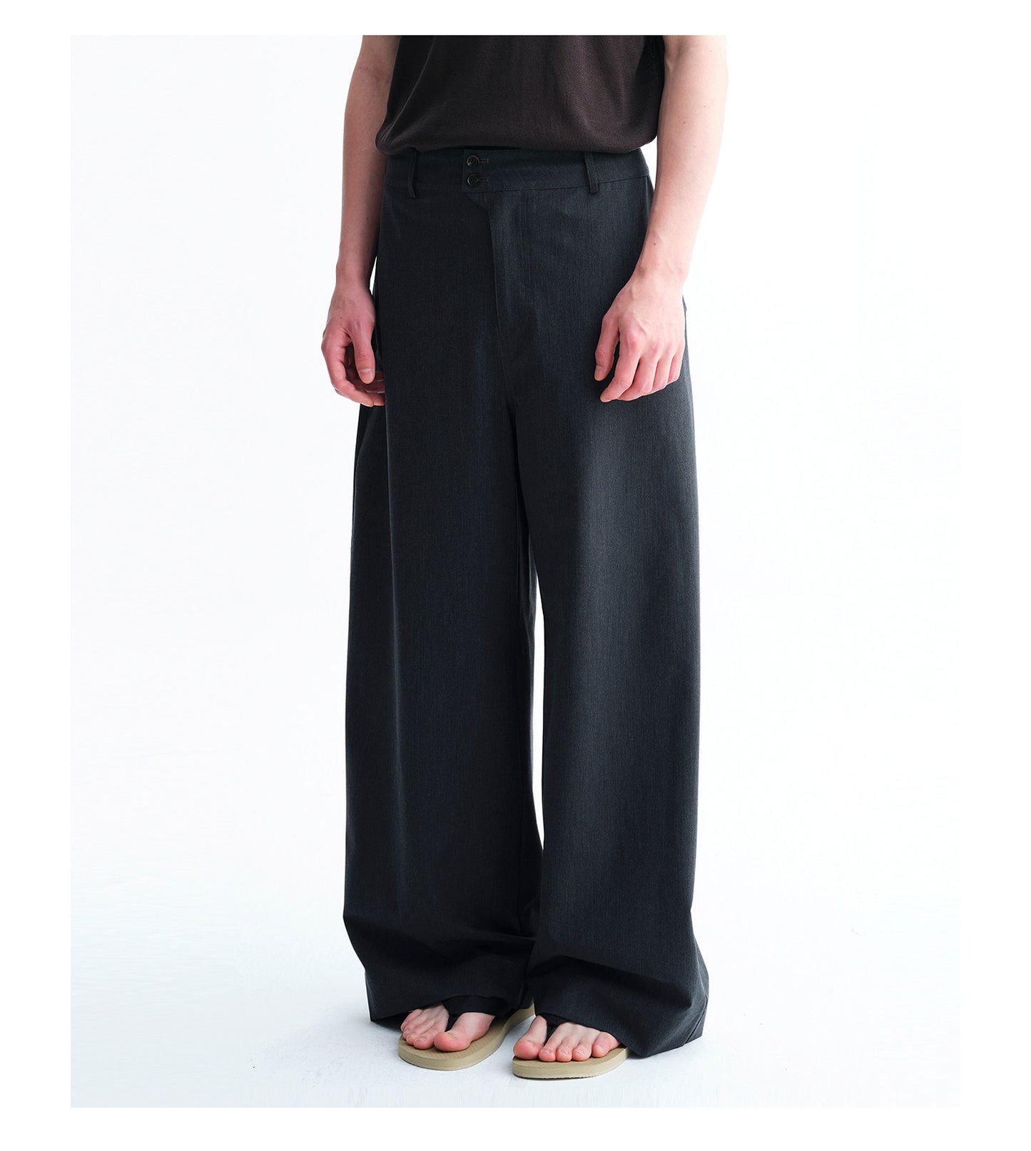 Double-Button Wide-Leg Pants