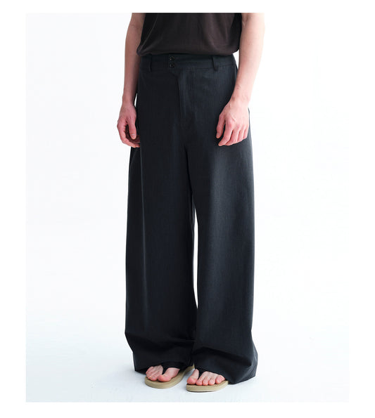 Double-Button Wide-Leg Pants