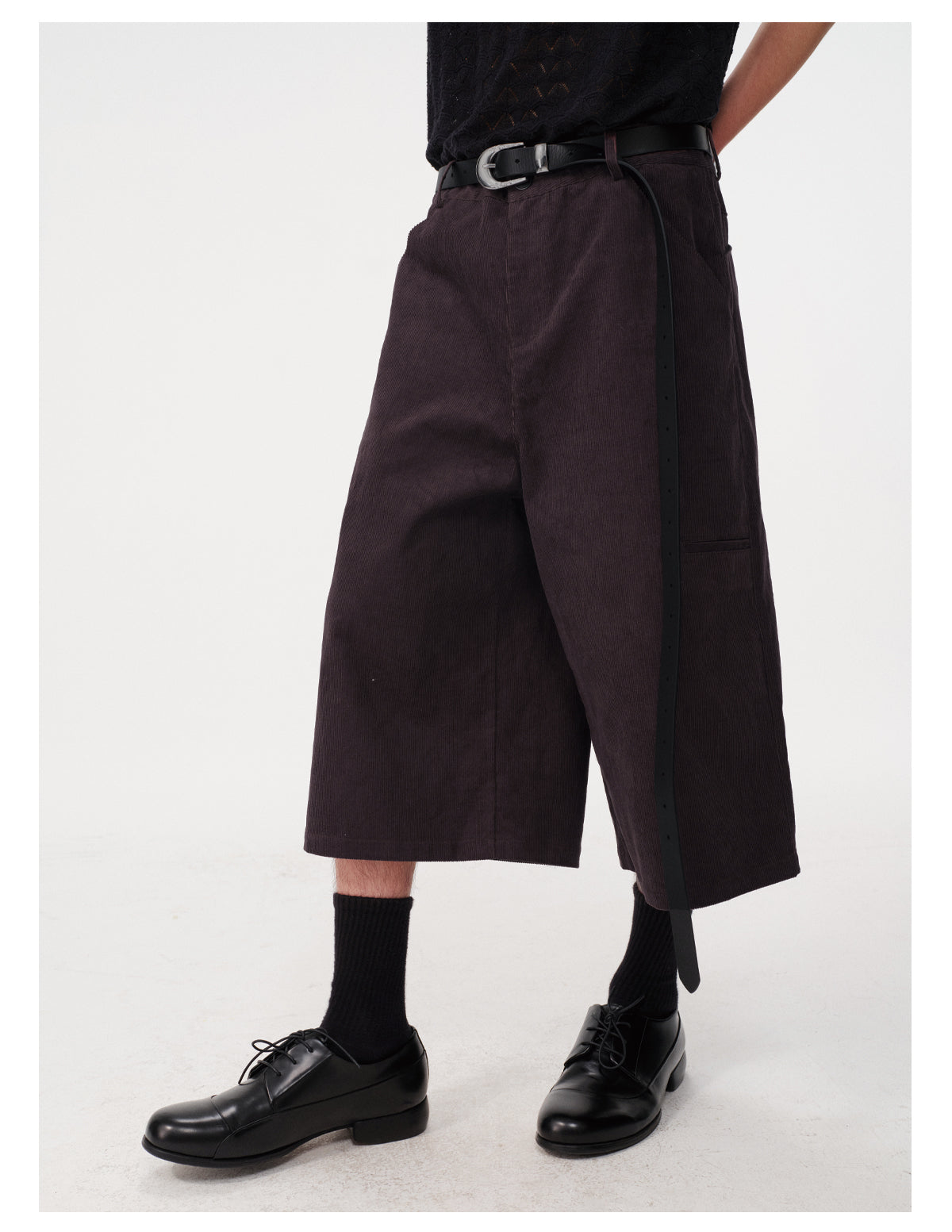 Striped corduroy cropped pants