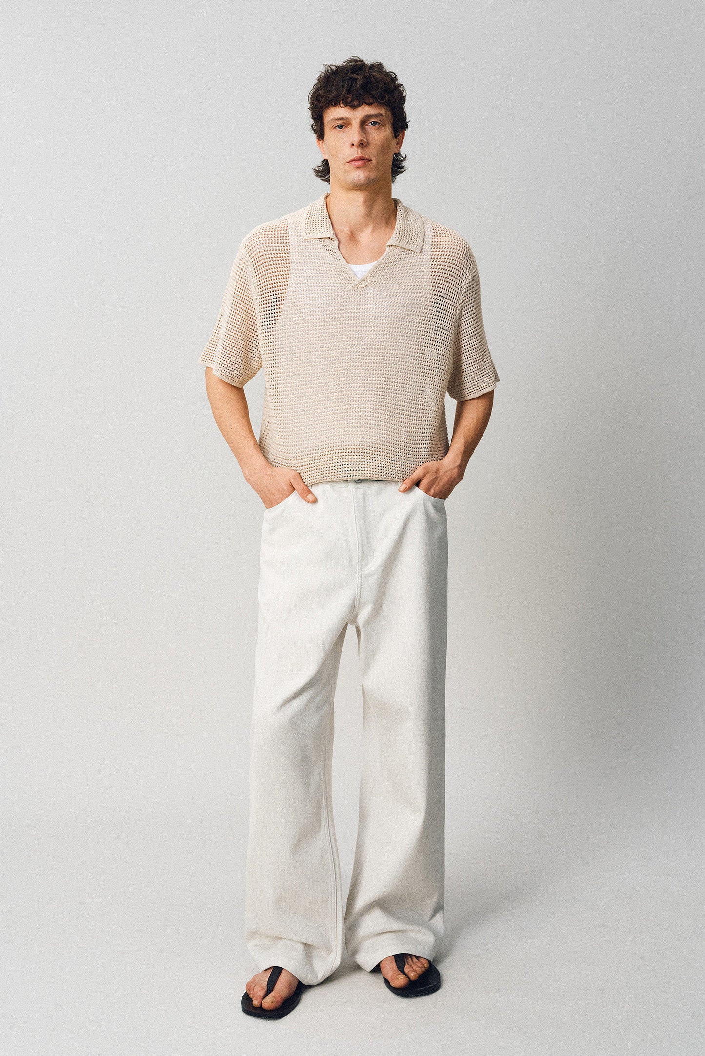 Hollow-knit Polo Shirt