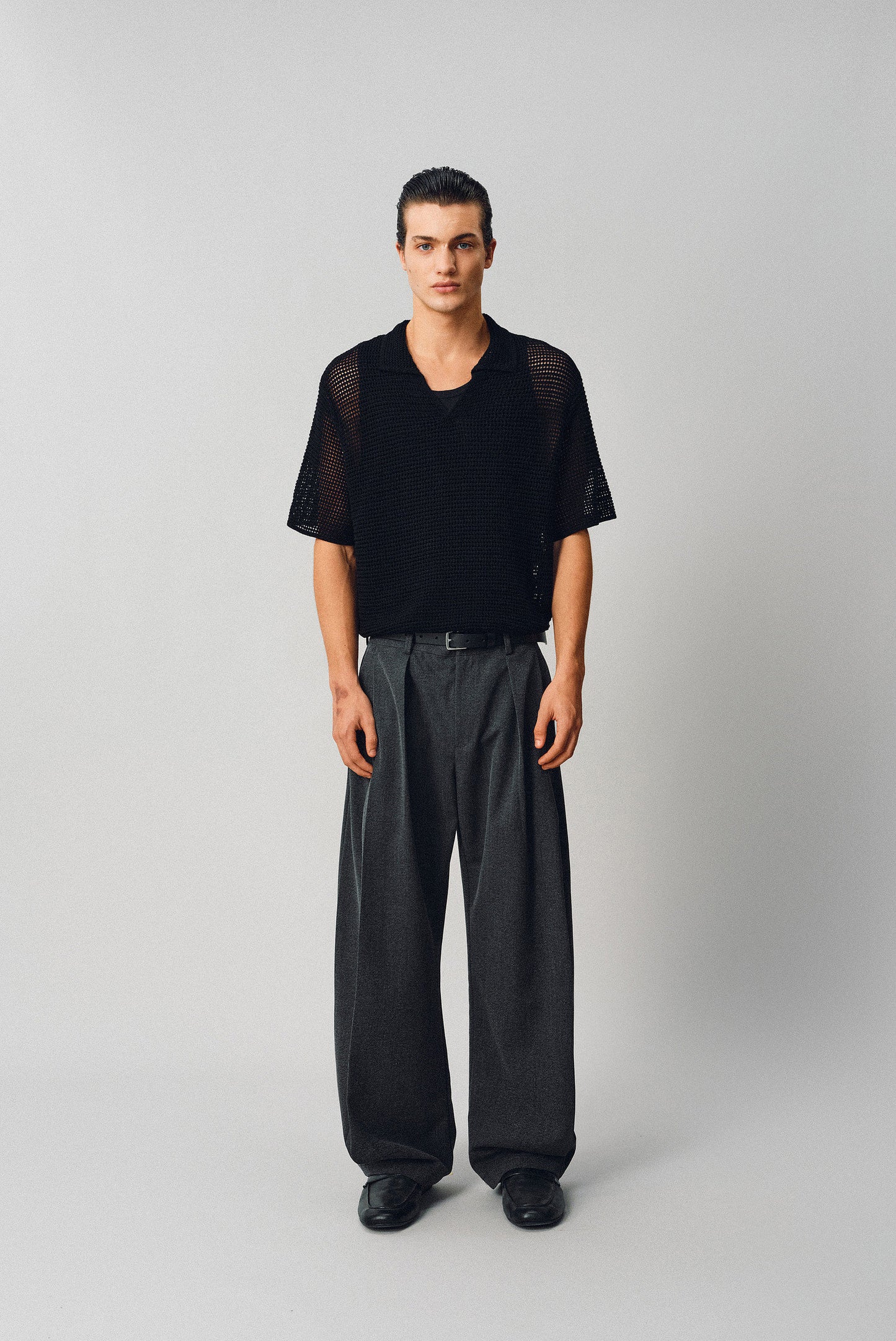 Hollow-knit Polo Shirt