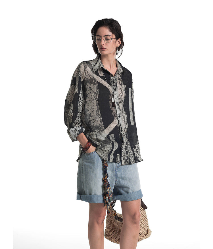 Rococo Retro Print Shirt