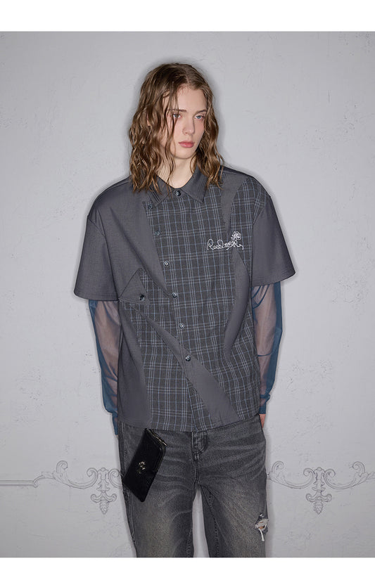 Stitching on different materials Embroidered shirt