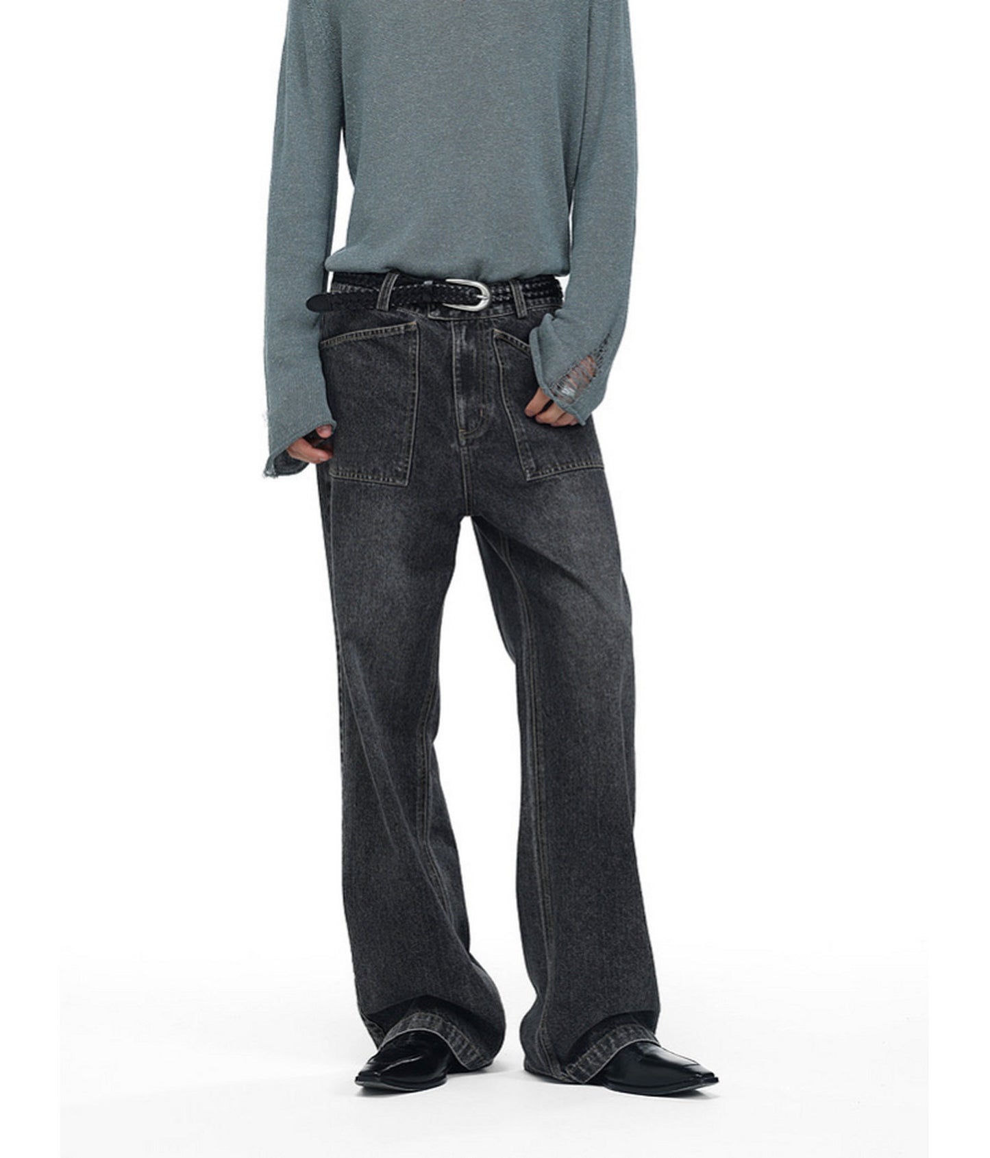 Wash-Mat Mid-Rise Straight-Leg Jeans