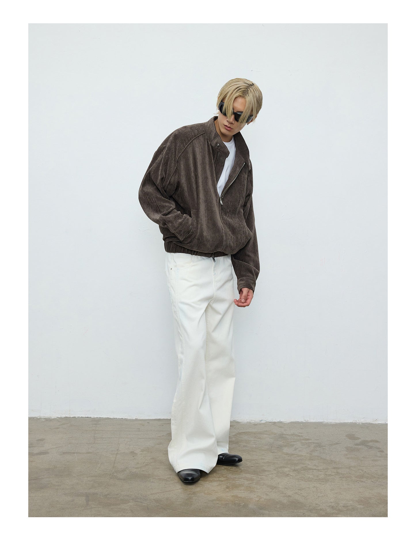 Corduroy Textured Zipper Jacket