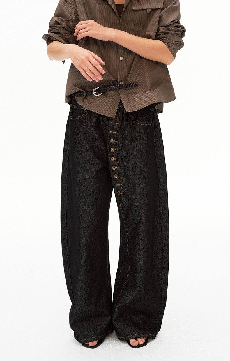 Button-down Design Denim Pants
