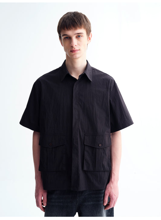 Oversized Patch-Pocket Workwear Shirt