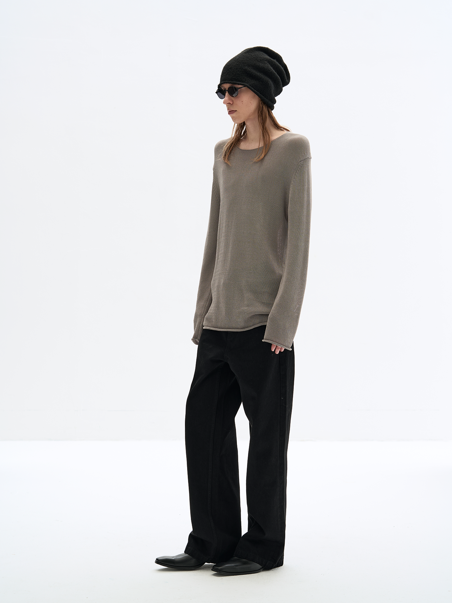 Wide collar wool shirt