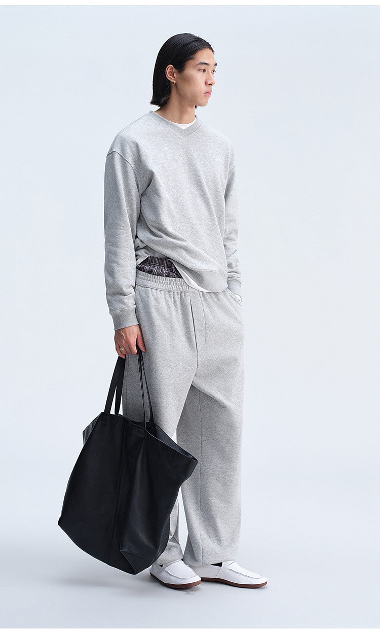 Casual Sweatshirt with Loose Rib Knit