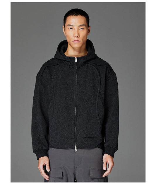 Double-Zipper Design Hooded Sweatshirt