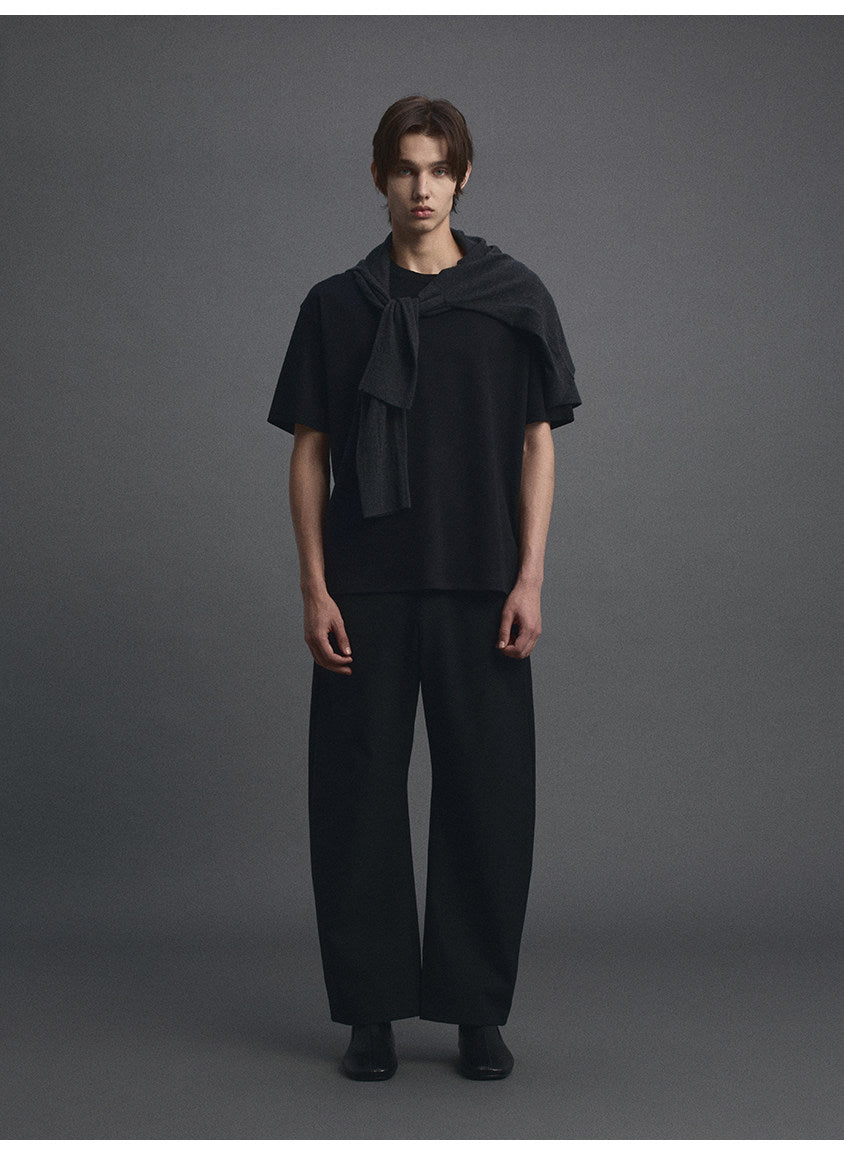 Curved-Cut Casual Pants