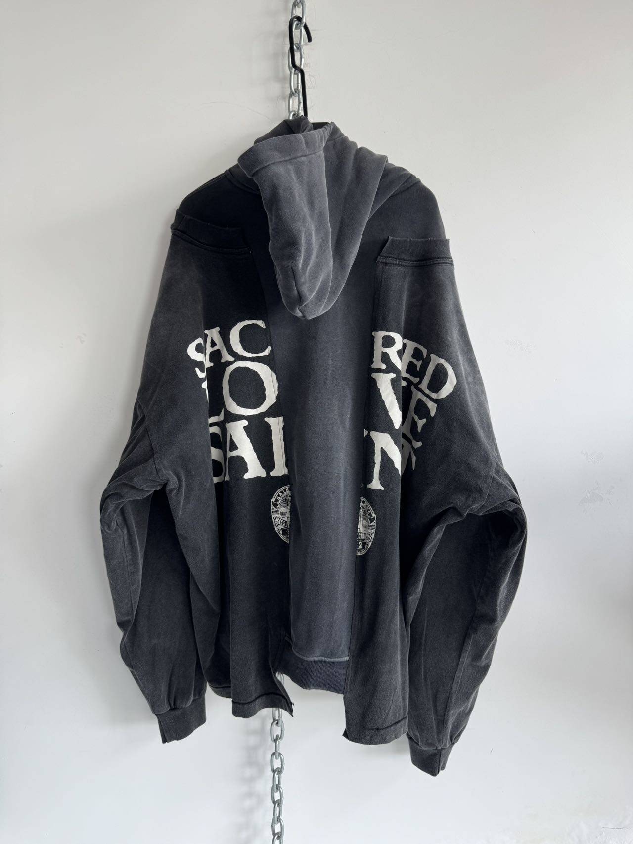Distressed Zipper Hoodie