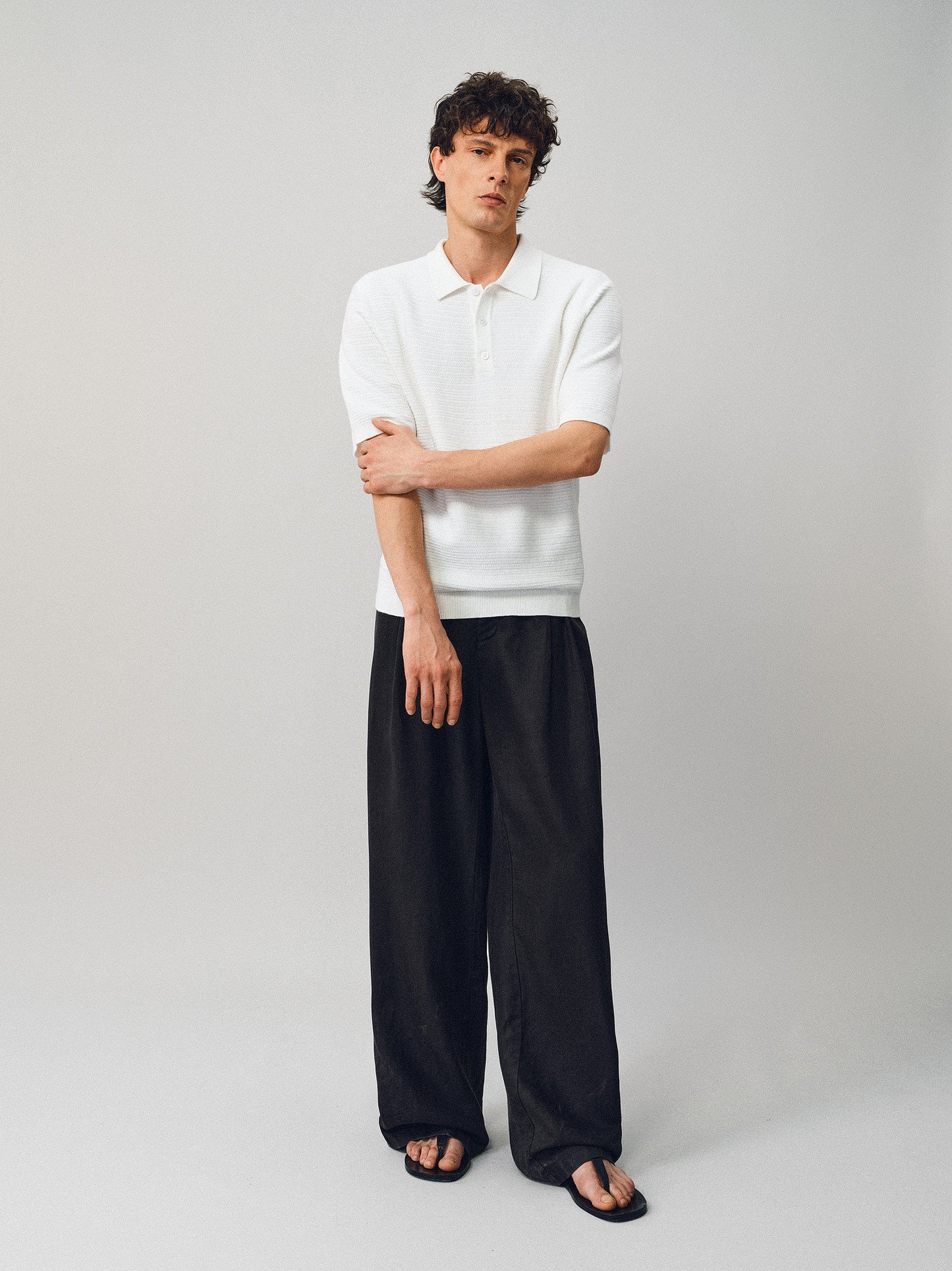 Textured Wool Polo Shirt