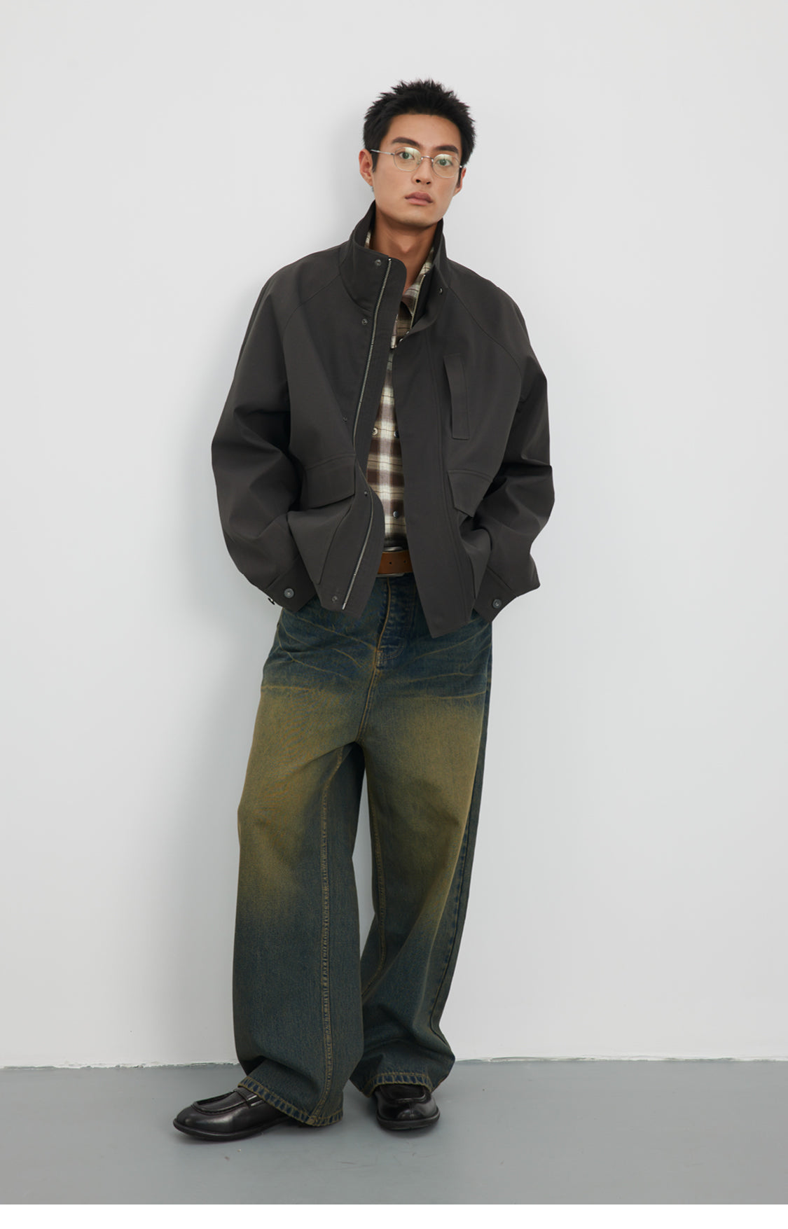 Stand collar short jacket