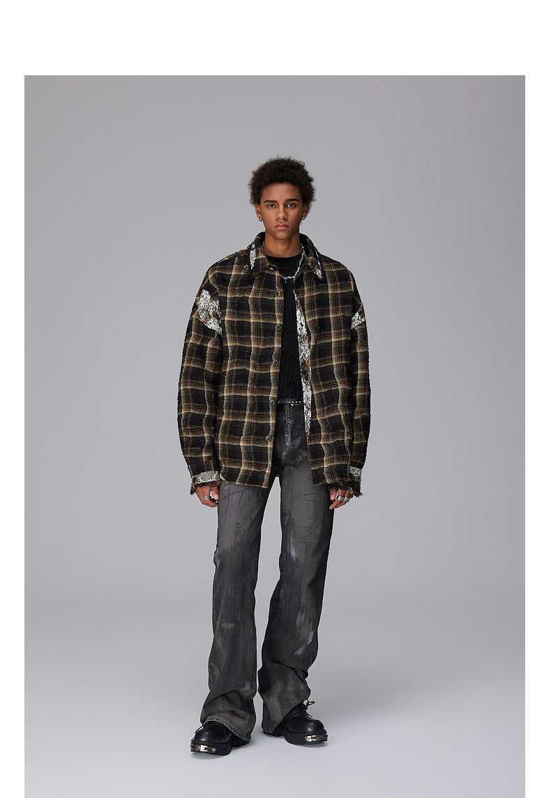 Checkered Splicing Shirt