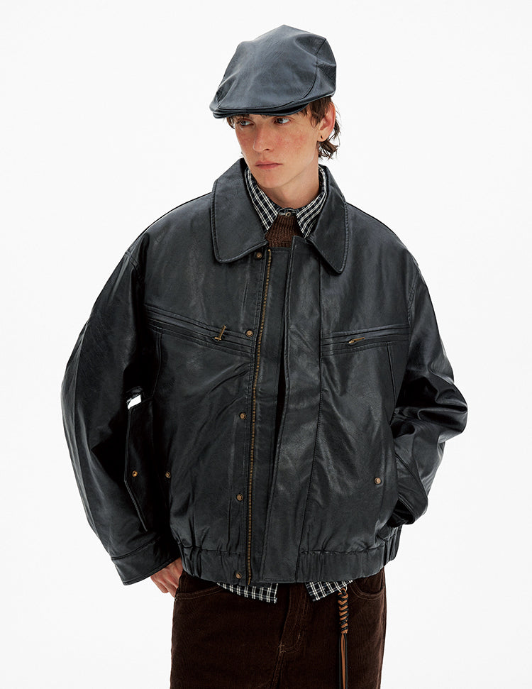 Cool Lapel Design PU Leather Jacket