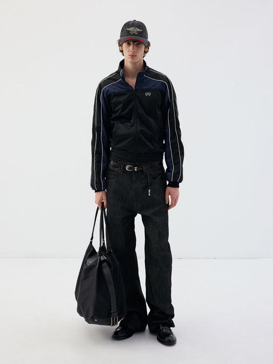 Jacket with a stand-up collar and a zipper