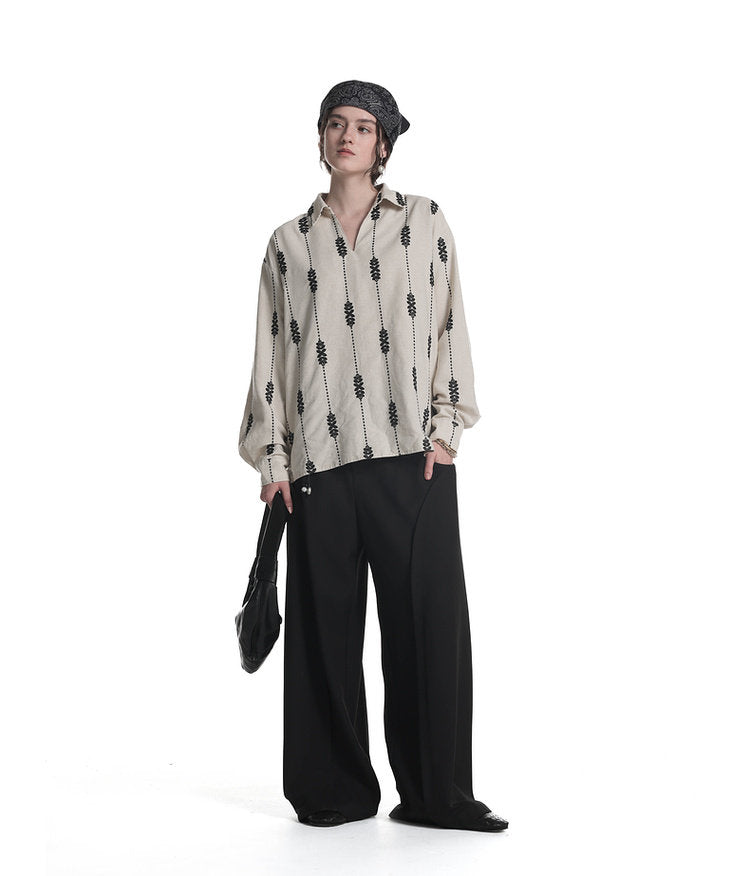 Linen Blend Custom Embroidered Shirt