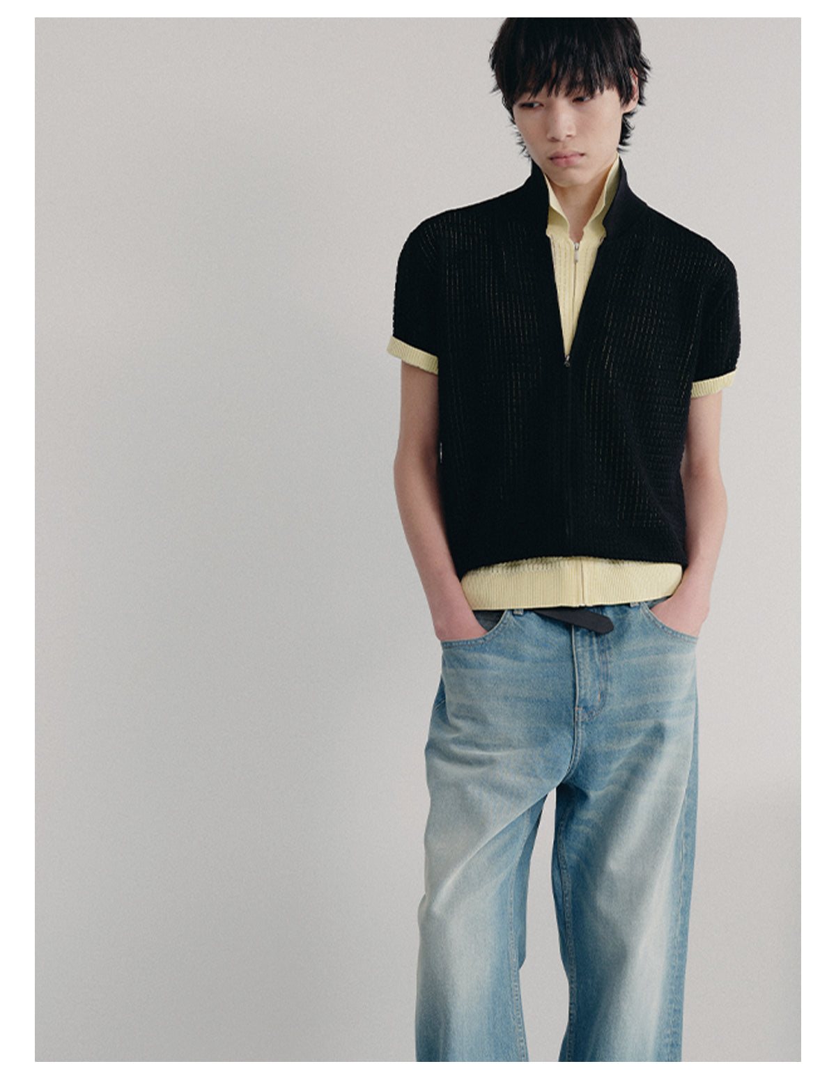 Vintage wash denim pants