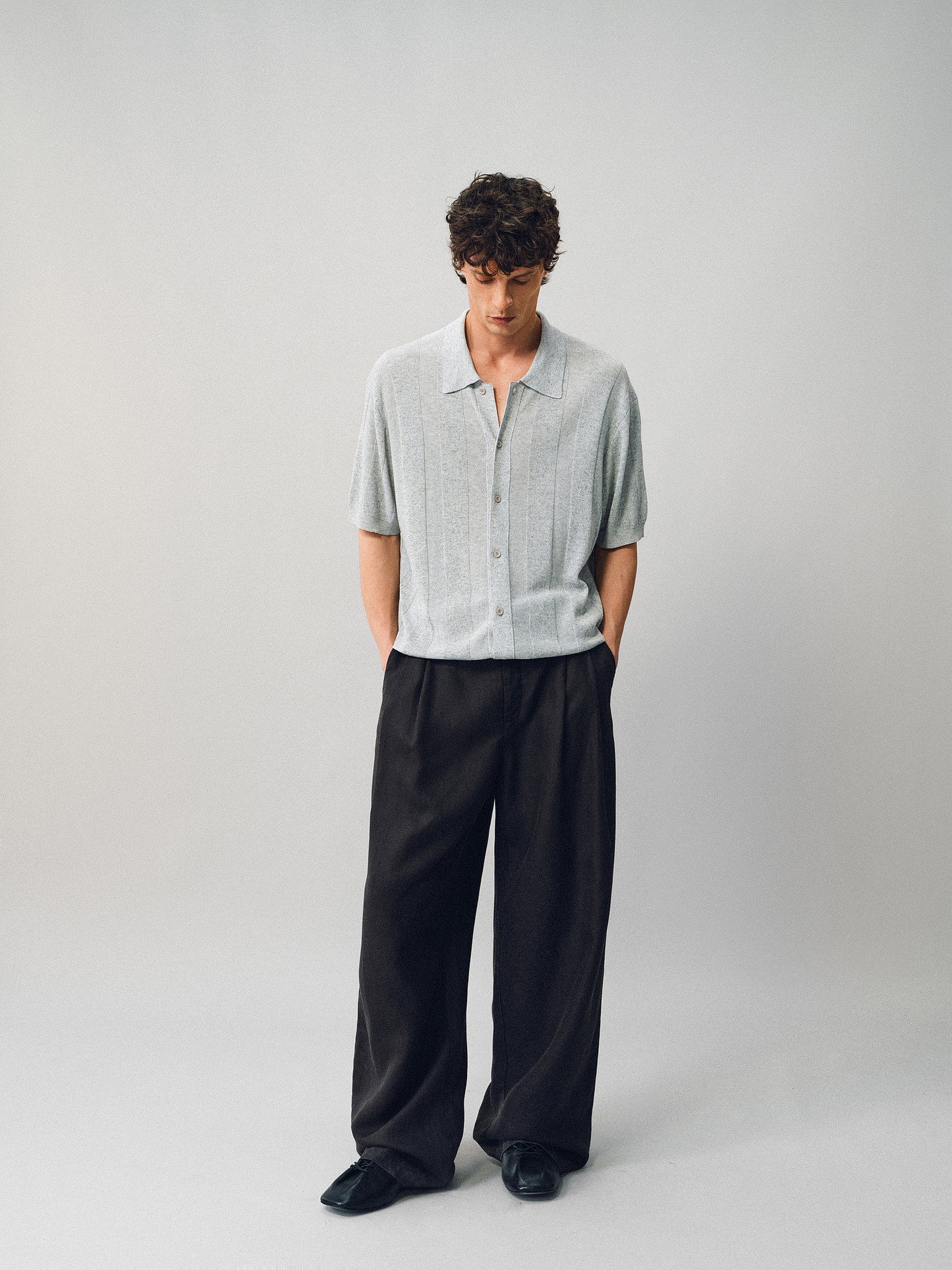 Linen-style button-down shirt