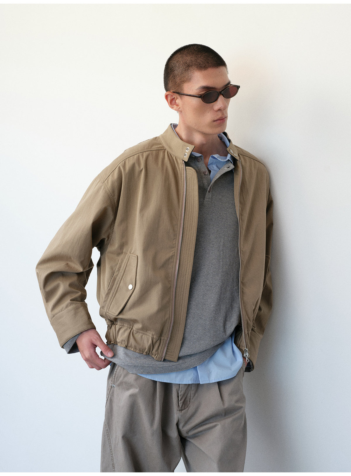 Cotton-Blend Harrington Jacket