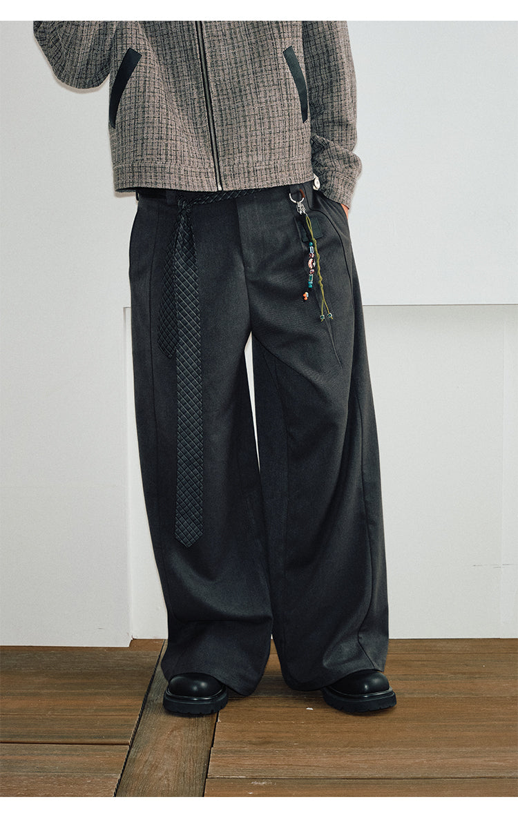 Contrast color drape casual pants