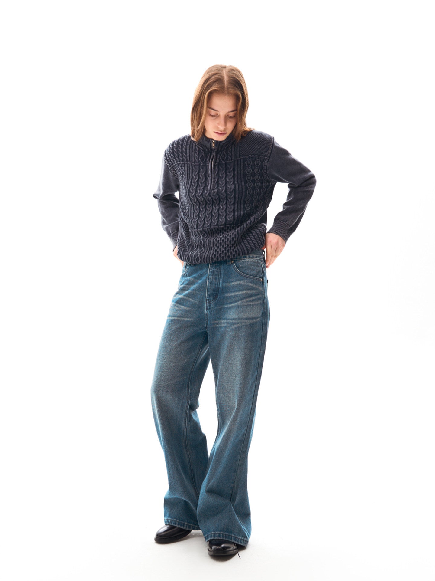 Vintage-washed jeans