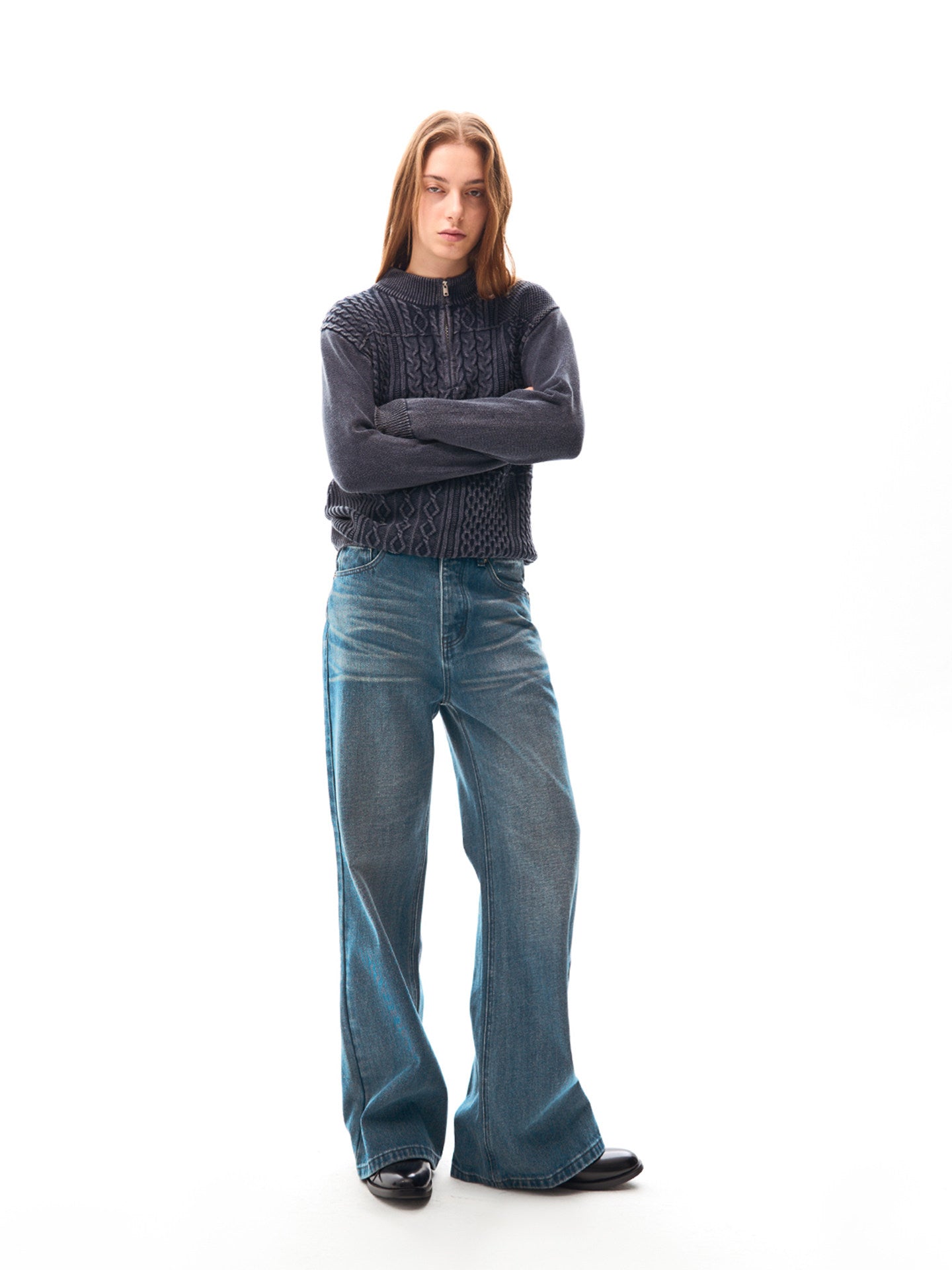 Vintage-washed jeans