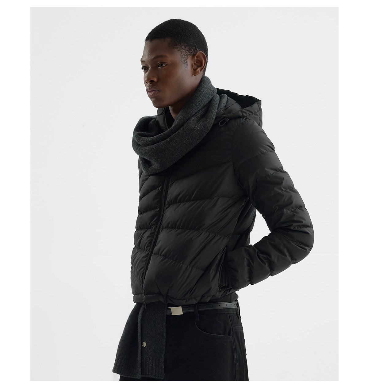 Embossed Straight-Line Quilted Down Jacket
