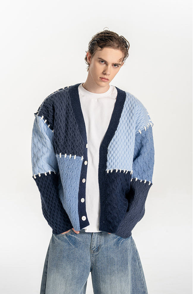 Contrast Color Stitch Cardigan