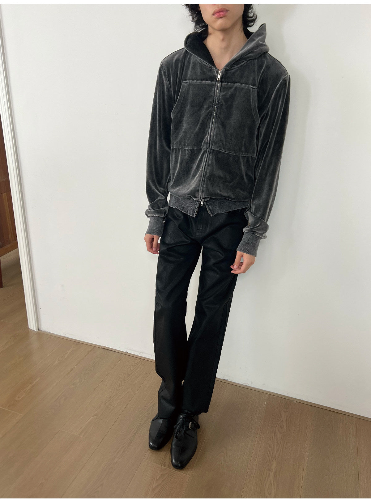 Wax-Dyed Jacket with Velvet Hood