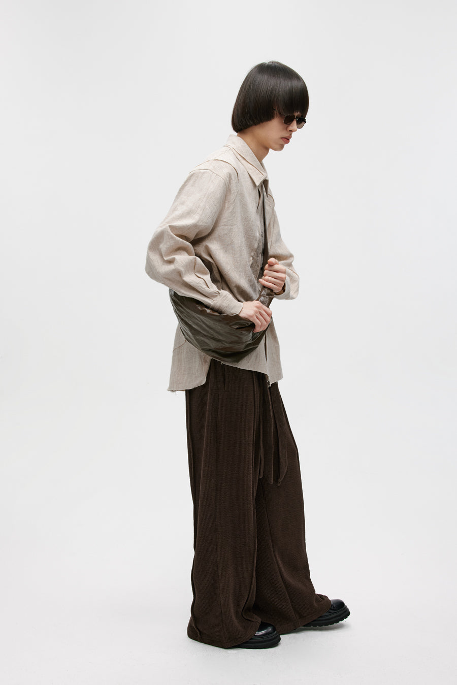 Double Belt Center Seam Wide Pants