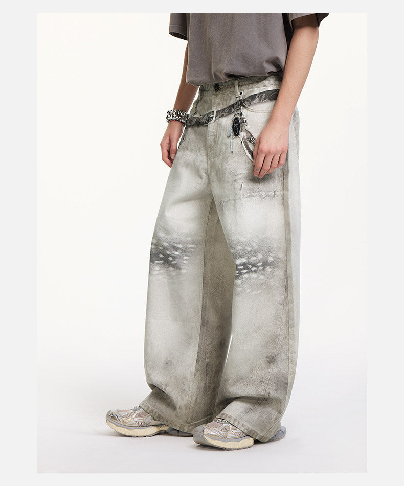 Leopard-Print Denim Pants