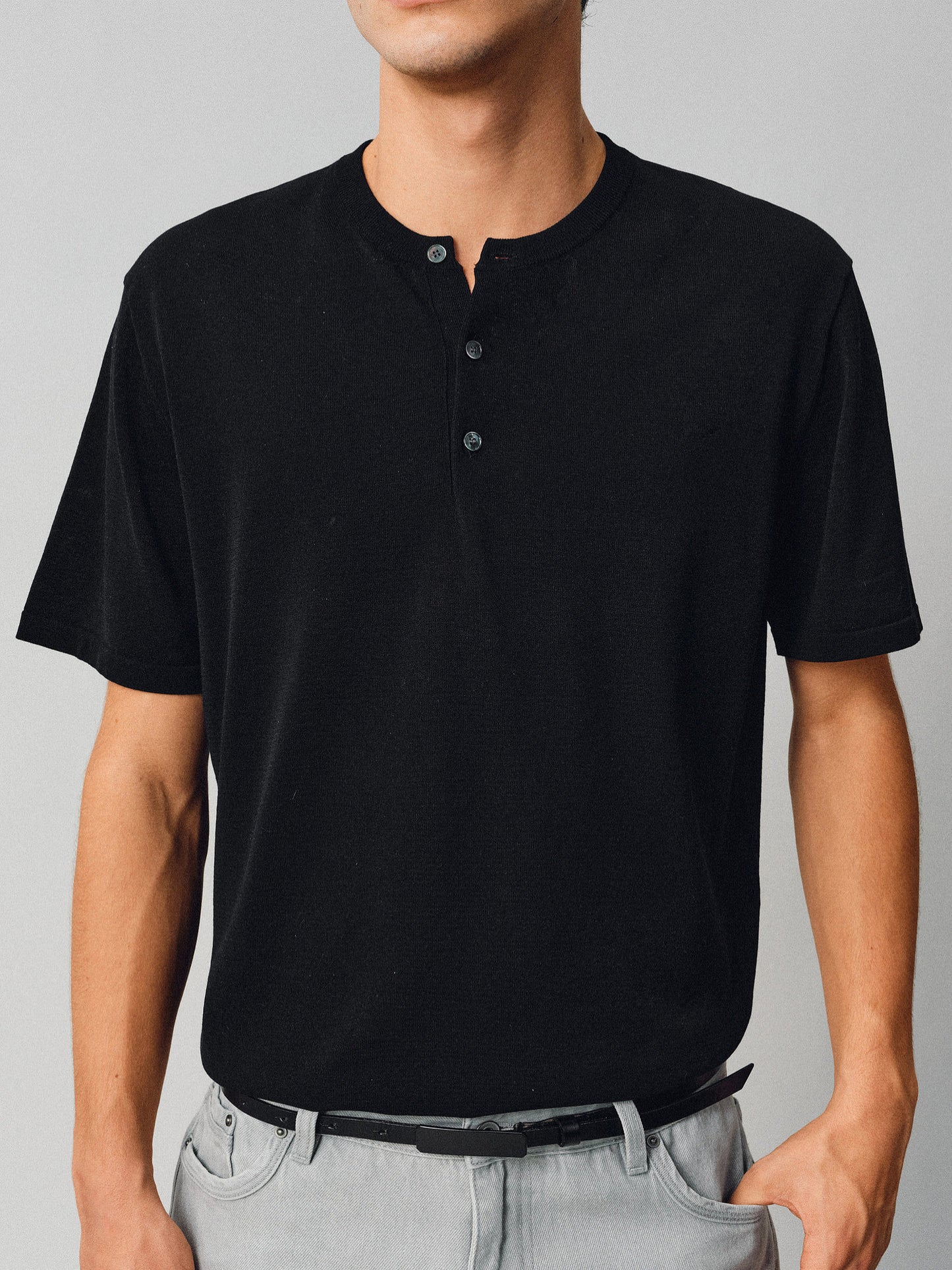 Simple Henry-Neck T-Shirt