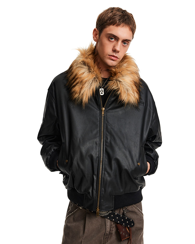 Fur Collar Leather Jacket