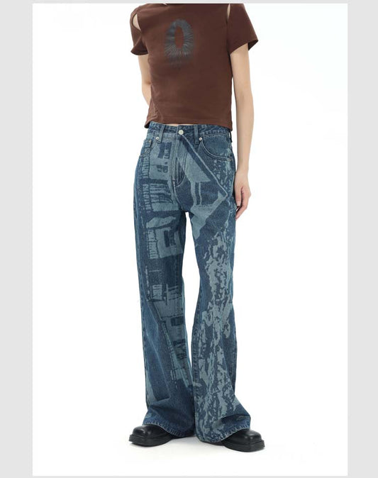 Laser denim pants