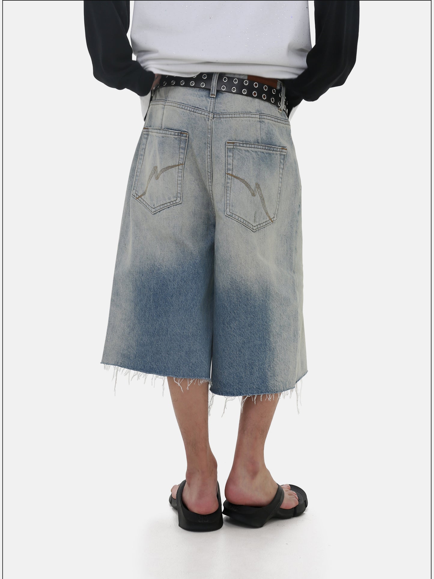 Gradient-colored denim shorts