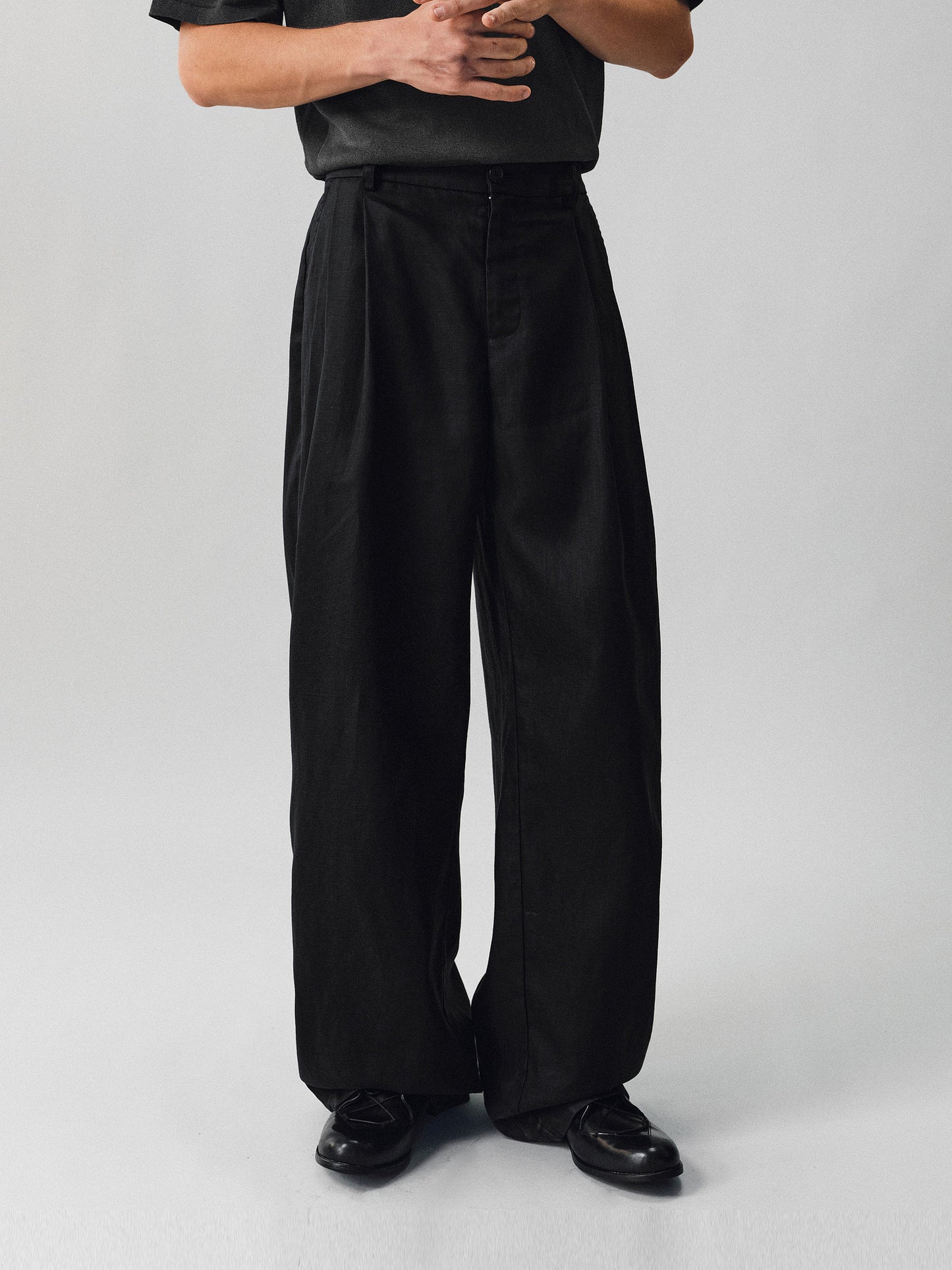 Linen Double-Pleated Casual Pants