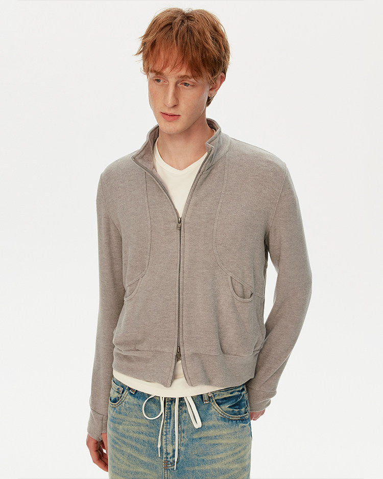 Stand-collar cropped sweatshirt
