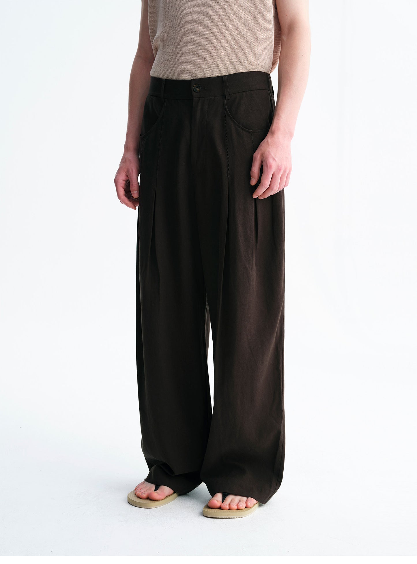 Vintage Linen-Style Casual Pants