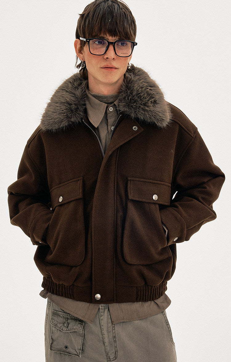 Old Money Style Fur Collar Jacket