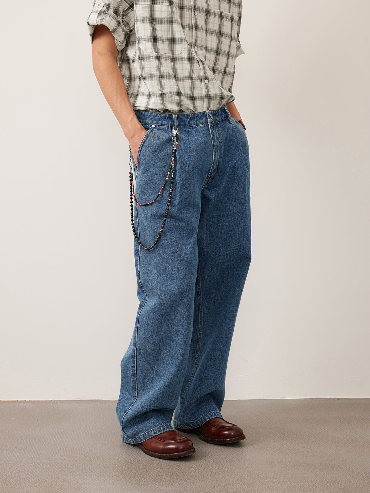 Single Pleats Loose Straight Jeans 12.25 oz.