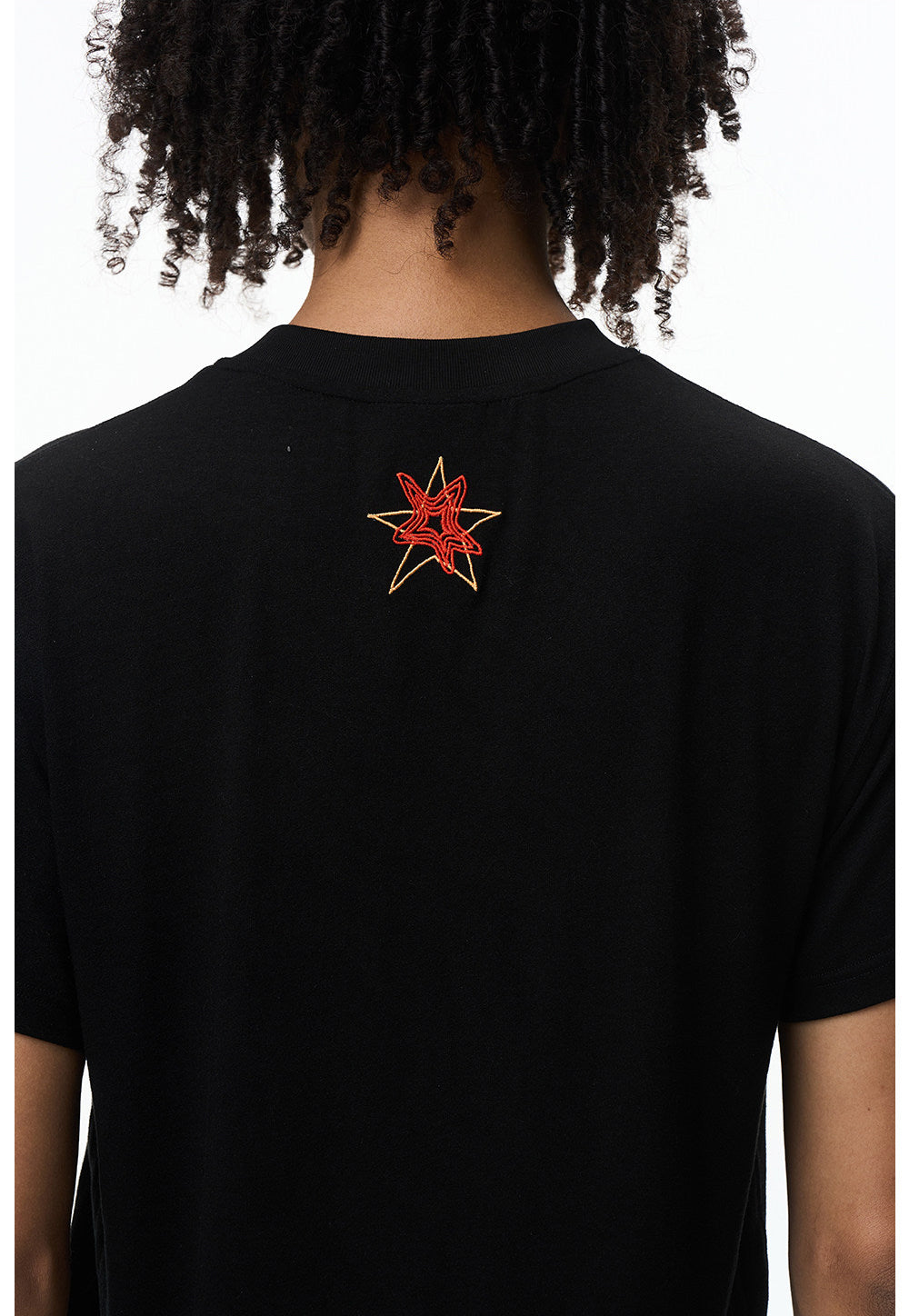 Unisex Five-Pointed Star and Text Print T-Shirt
