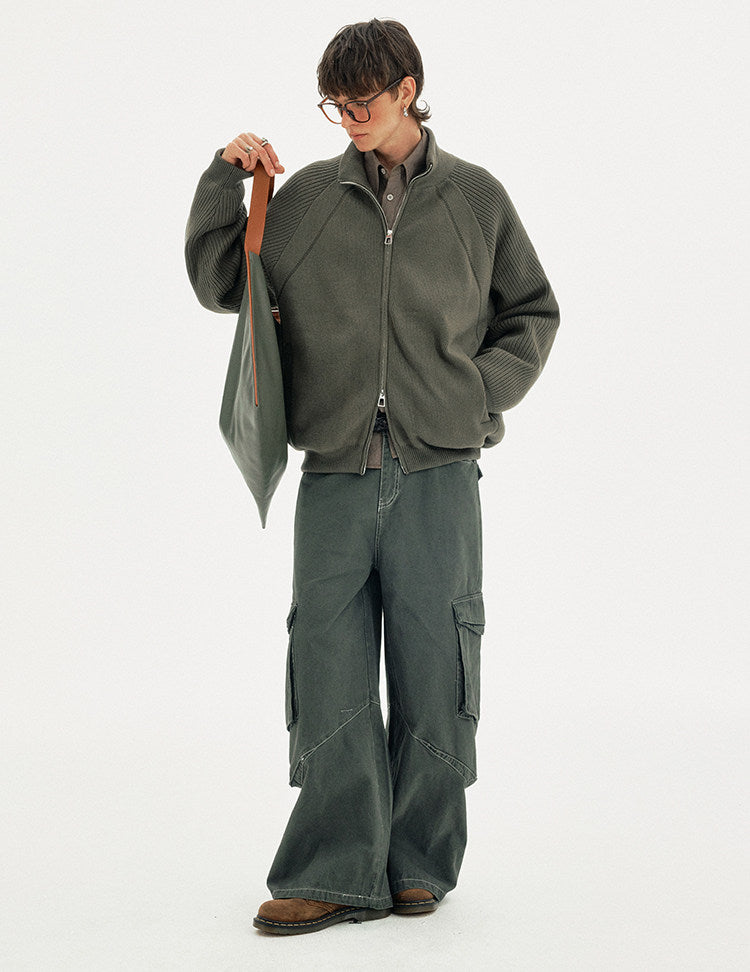 Stand Collar Knit Jacket