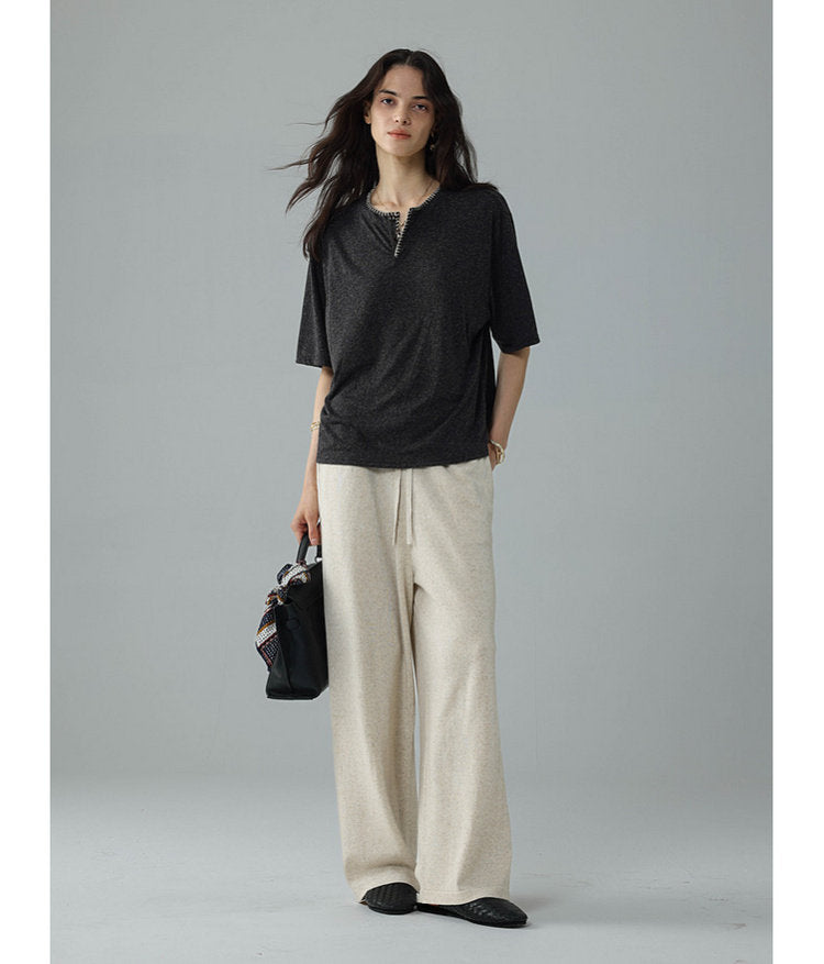 Overlock-stitched T-shirt