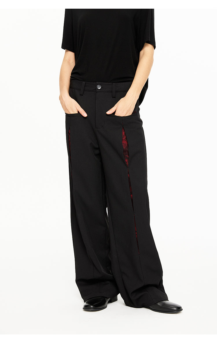 Contrast color straight pants